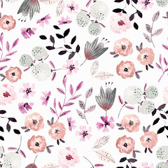 ALL OVER DESIGN . FLOWER ALL OVER. digital printing textile pattern wallpaper colorful flower with watercolor background-illustration, seamless pattern