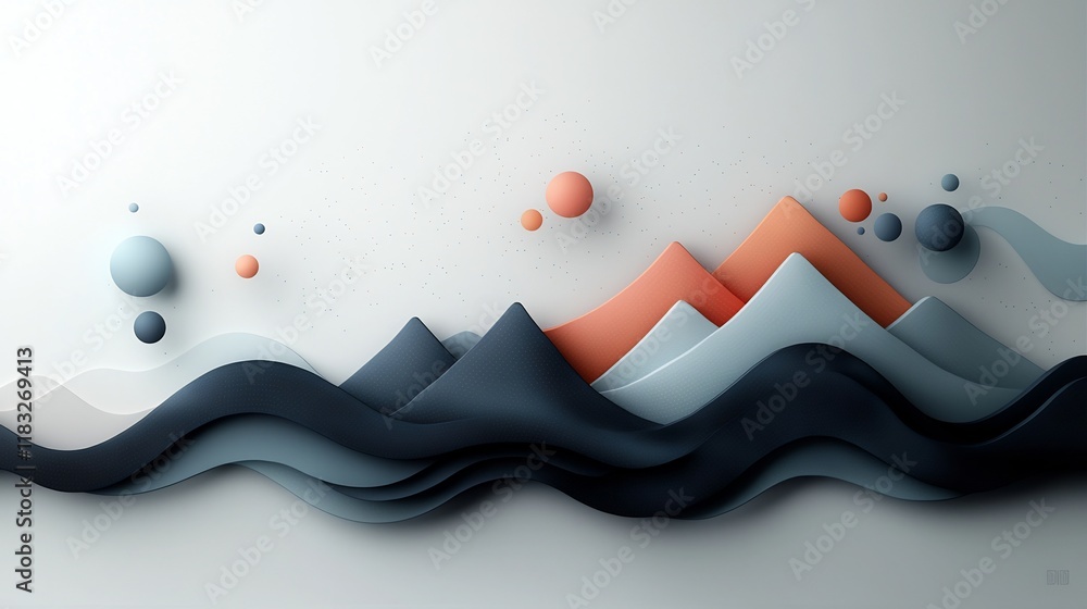 Poster ethereal abstract dark background with soft pastel dots and flowing lines composing a wave patterned