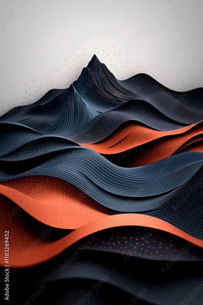 Poster ethereal and captivating abstract landscape with soft pastel waves and flowing lines evoking a dream