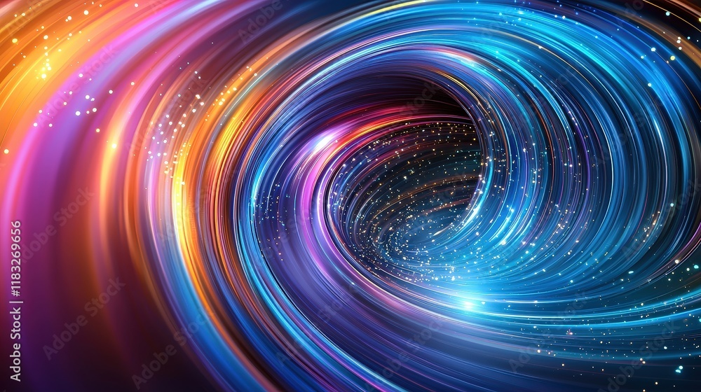 Poster futuristic tunnel with glowing lines abstract tunnel background style