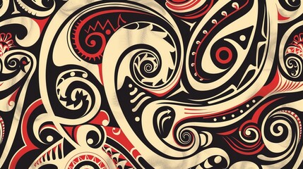Obraz premium maori tattoo seamless pattern wallpaper