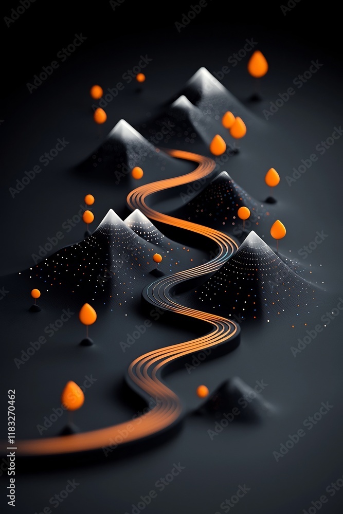 Poster enigmatic and captivating abstract landscape composition with a wave like pattern of pastel toned do