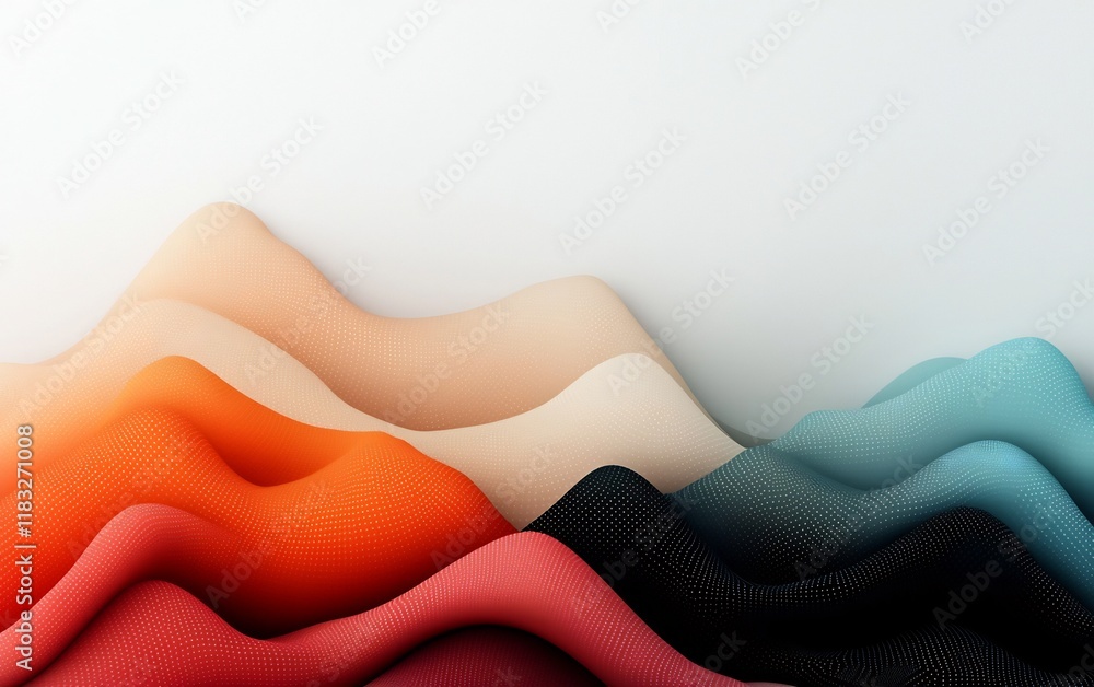 Poster pastel colored abstract mountain range with dot and line patterned backdrop stunning 3d computer lan
