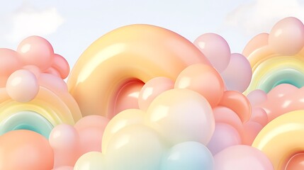 Pastel Colored Bubbles Form Abstract Dreamy Landscape