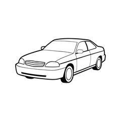 Car transport line art vector illustration