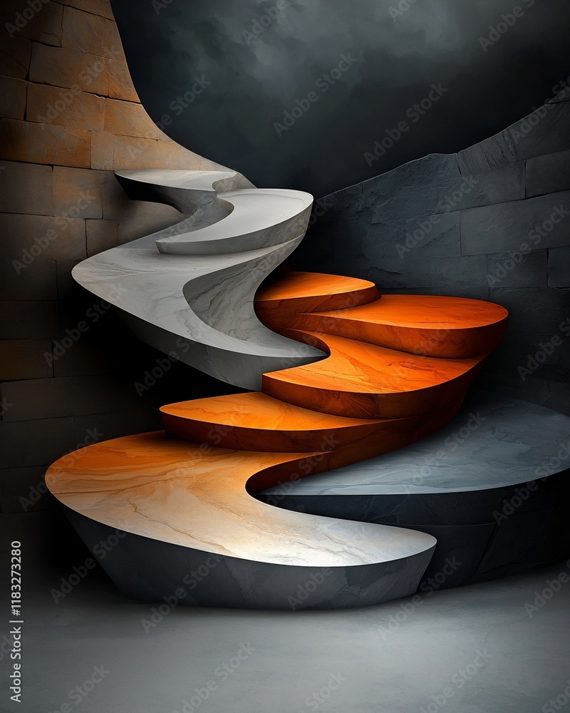 Poster captivating marble like surface with unique natural inspired textures undulating waves of stone mesm