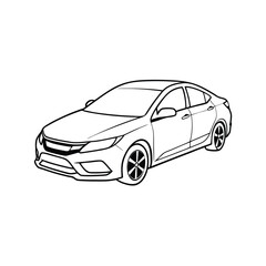 Car transport line art vector illustration
