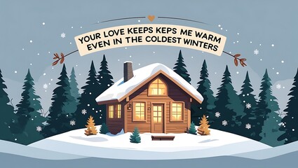 Cozy Cabin Winter Wonderland Love Keeps Warm