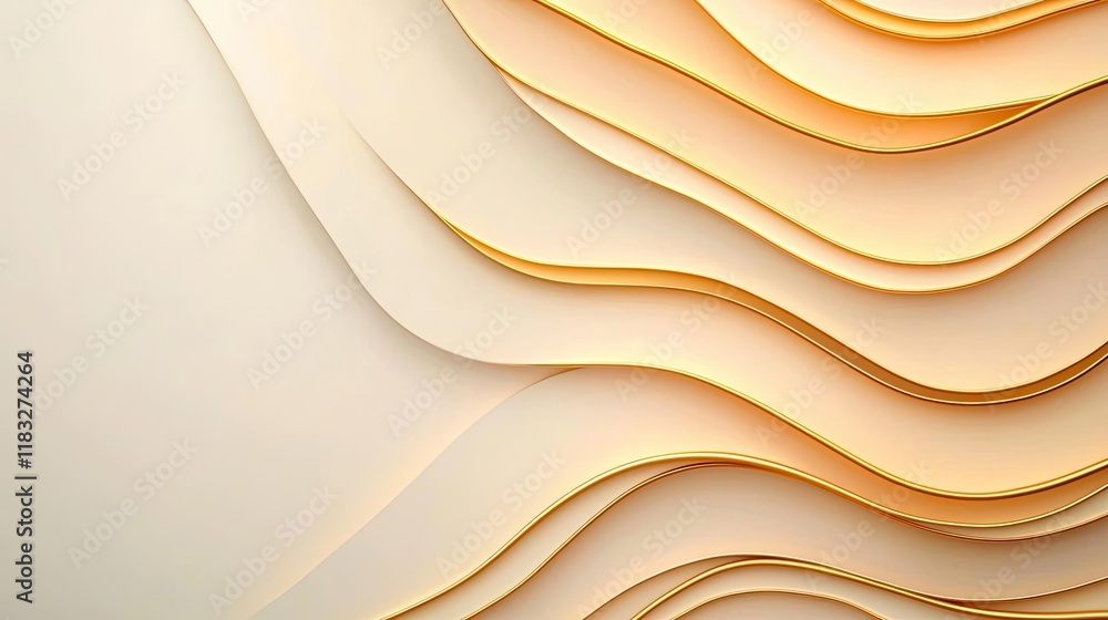 Poster Gold abstract background concept. Abstract layered design with smooth curves and warm color tones for creative projects.