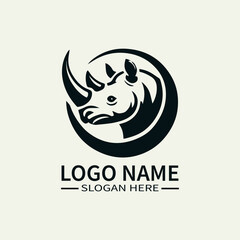 Rhino Vector Logo Design, Powerful Rhino Logo, Wildlife Logo with Rhino, Endangered Rhino Logo, Bold Rhino Logo