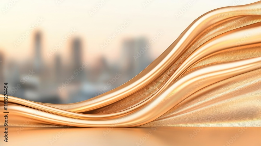 Poster gold abstract background concept. abstract golden waves create a serene atmosphere, blending nature 