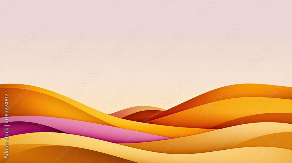 Poster Scenery abstract background idea. Abstract wave patterns in warm tones of orange and pink create a serene background.