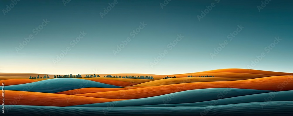 Aufkleber scenery abstract background idea. vibrant and serene landscape featuring rolling hills in warm and c