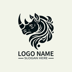 Rhino Vector Logo Design, Powerful Rhino Logo, Wildlife Logo with Rhino, Endangered Rhino Logo, Bold Rhino Logo