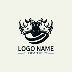 Obraz premium Rhino Vector Logo Design, Powerful Rhino Logo, Wildlife Logo with Rhino, Endangered Rhino Logo, Bold Rhino Logo
