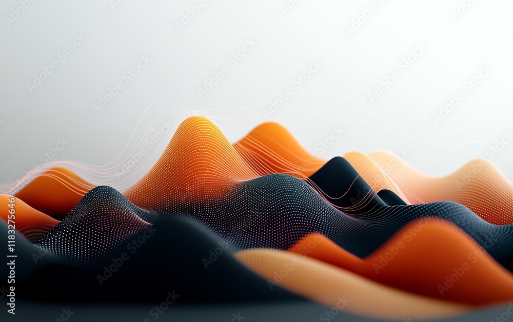 Poster mesmerizing pastel hued dot and line patterns generate a wave like effect across a dark abstract mou