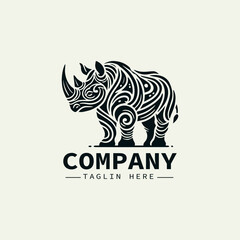Naklejka premium Rhino Vector Logo Design, Powerful Rhino Logo, Wildlife Logo with Rhino, Endangered Rhino Logo, Bold Rhino Logo