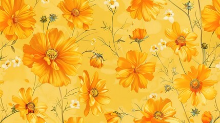 marigold seamless pattern wallpaper