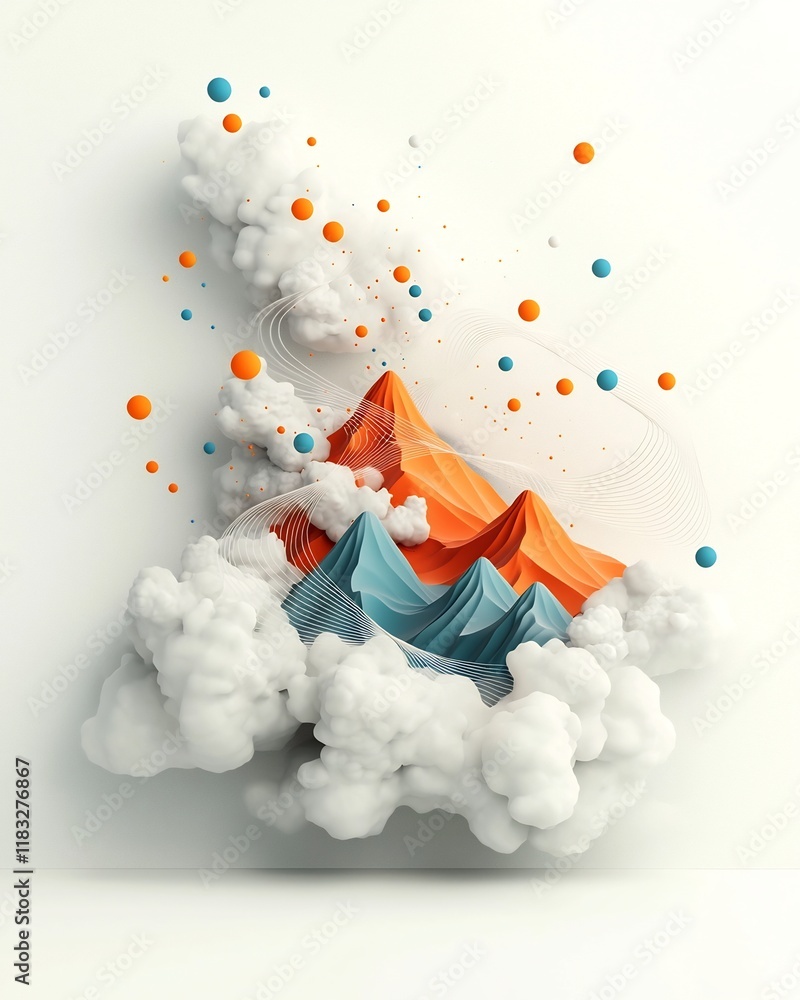 Aufkleber captivating surreal digital art featuring a dynamic wave of vibrant pastel dots and lines traversing