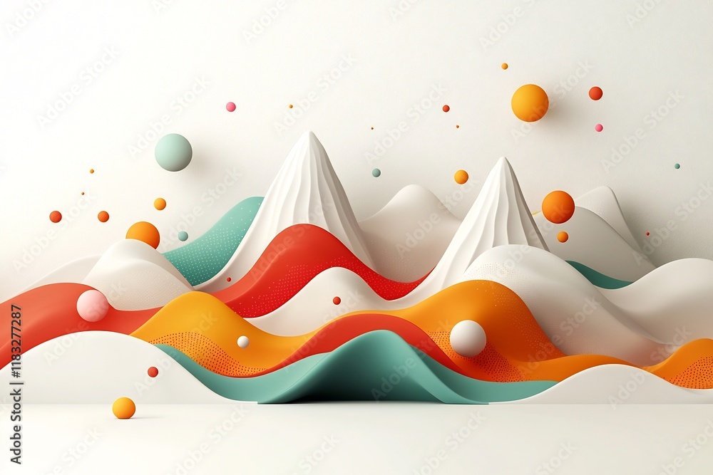 Poster mesmerizing pastel wave like abstract 3d digital landscape featuring a dynamic design of colorful do