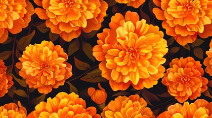 marigold seamless pattern wallpaper
