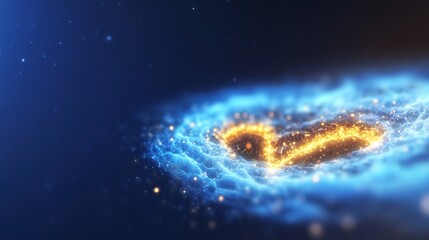 Stunning 3D Render: Glowing Cosmic Nebula Swirls Mysteriously Across Deep Blue Space. AI Generated