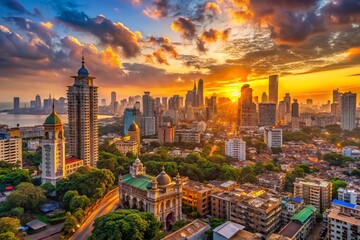 Obraz premium Mumbai Cityscape at Sunset, March 30th, 2022 - Stock Photo