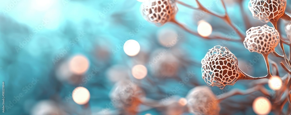 Poster scenery abstract background idea. delicate close-up of spherical plant structures on a blurred, colo