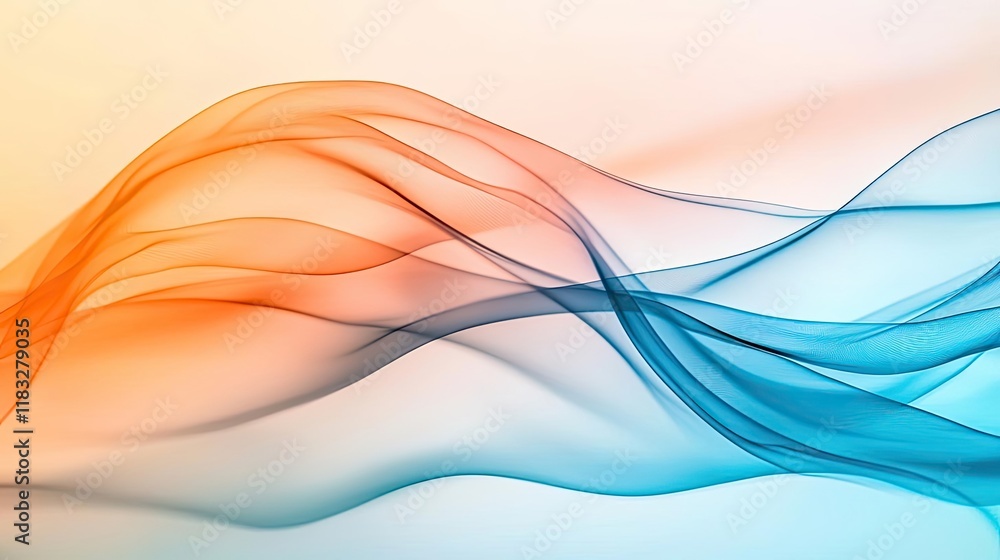 Poster scenery abstract background idea. colorful abstract waves of orange and blue flowing across a light 