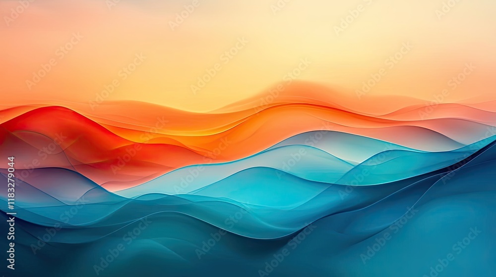 Poster Scenery abstract background idea. A vibrant abstract wave pattern with a blend of warm and cool colors.