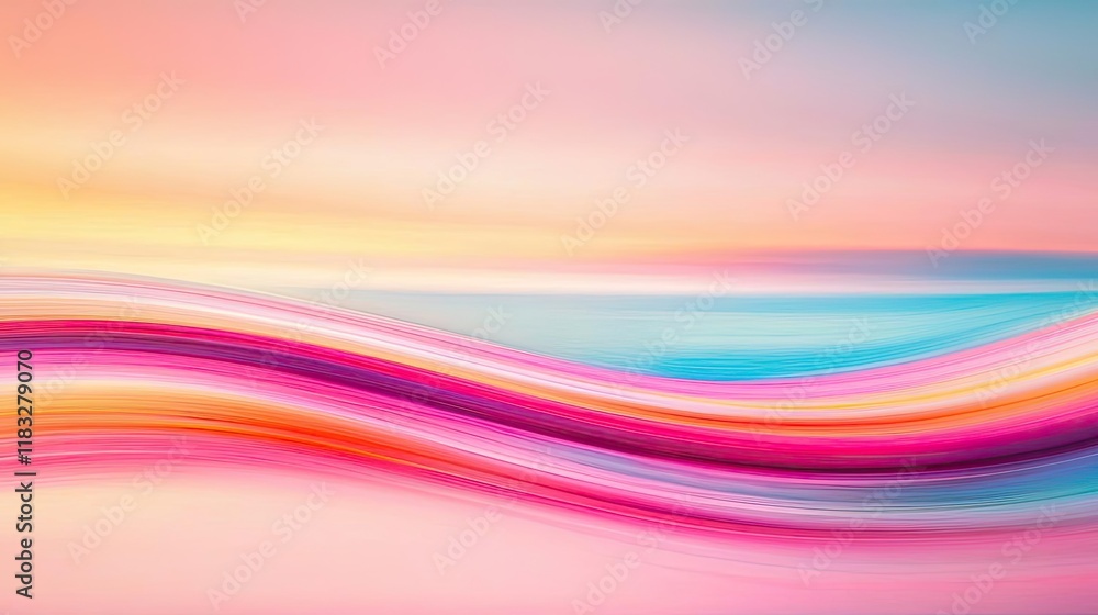 Aufkleber Scenery abstract background idea. Vibrant abstract waves of color blending harmoniously in a serene environment.