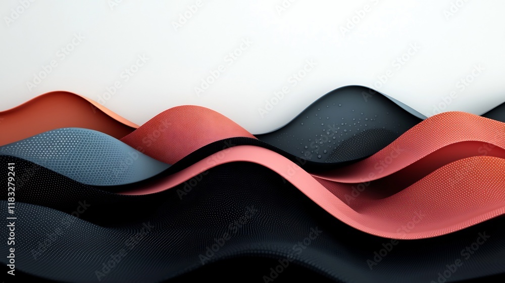 Poster captivating pastel hued digital artwork featuring an abstract landscape of sinuous undulating geomet