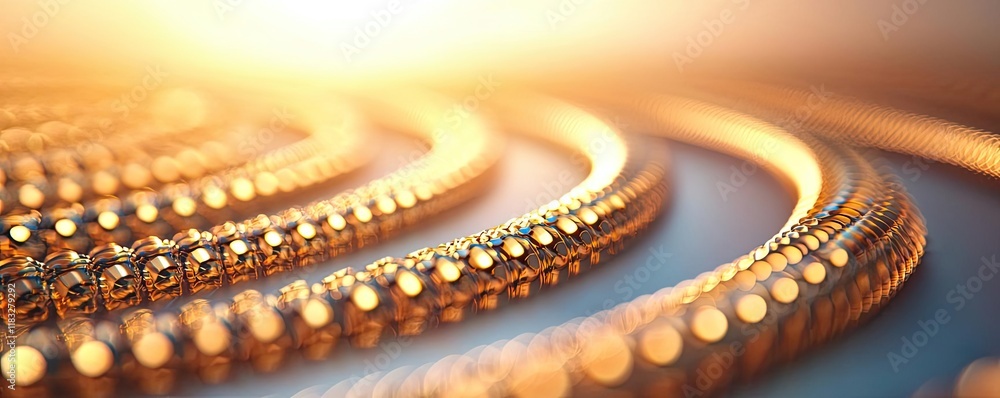 Fototapete Gold abstract background concept. Abstract view of golden circular patterns glowing in warm light, creating a dynamic visual.