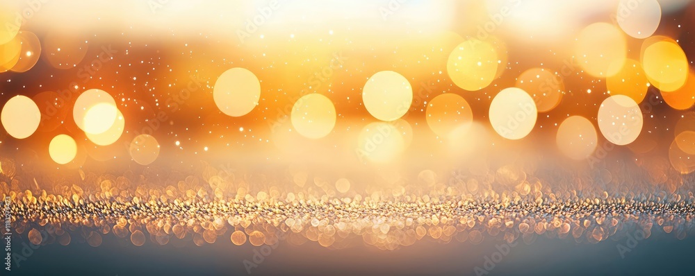Poster gold abstract background concept. a beautiful abstract background featuring golden bokeh lights and 
