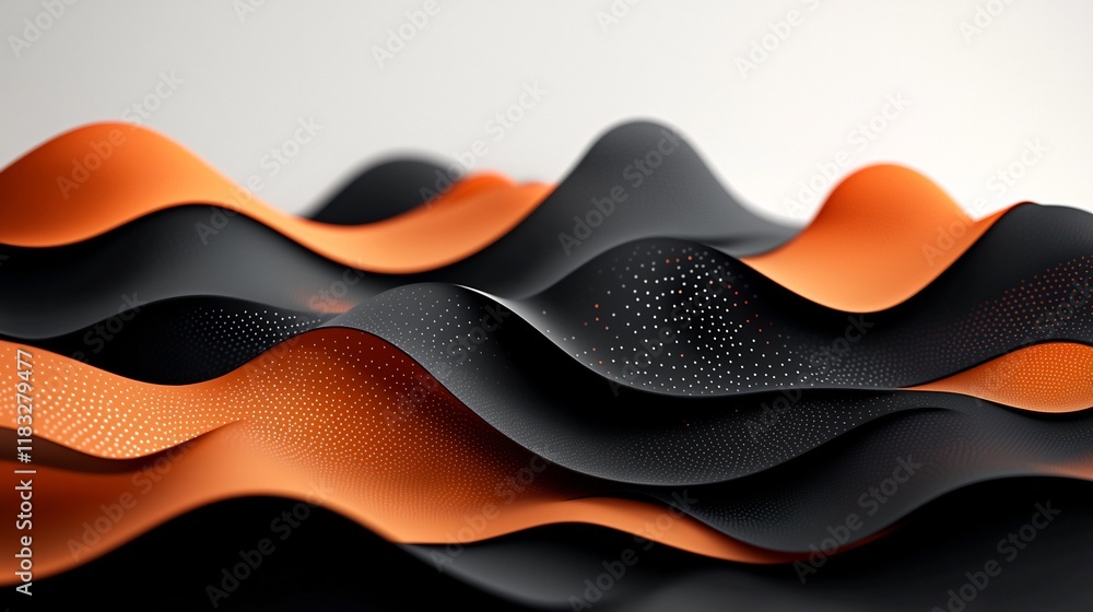 Poster striking 3d rendering of a pastel abstract scene featuring a pattern of sinuous lines and smooth dot