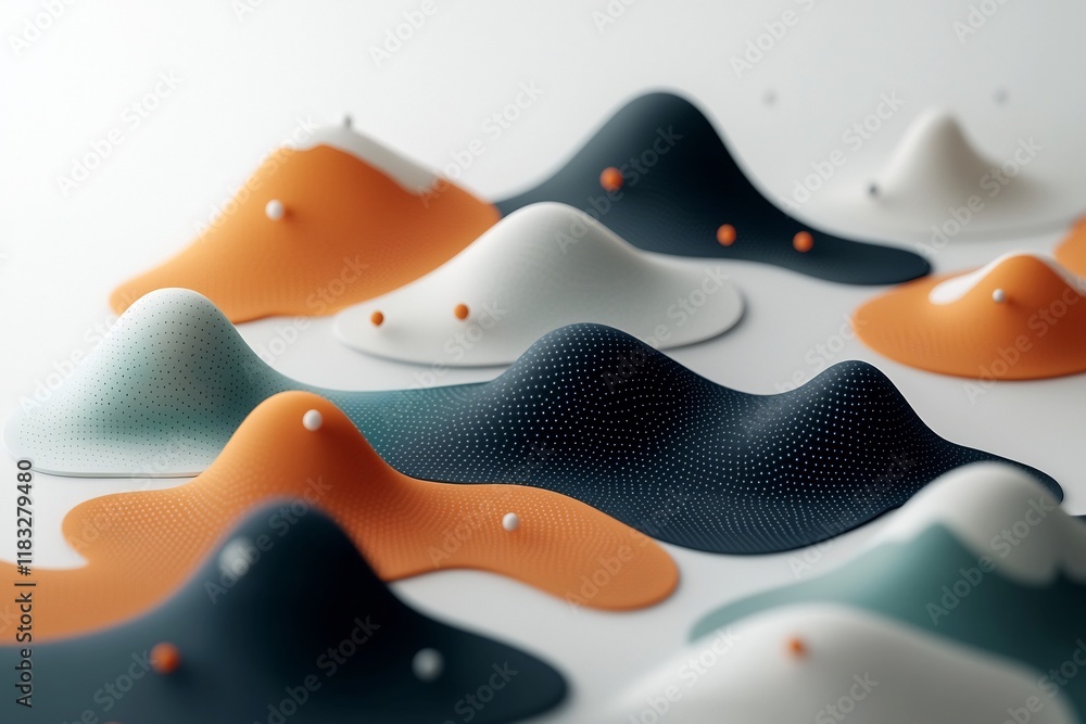 Aufkleber moody abstract scene featuring a pattern of pastel dots and sinuous lines that evoke a mountainous l