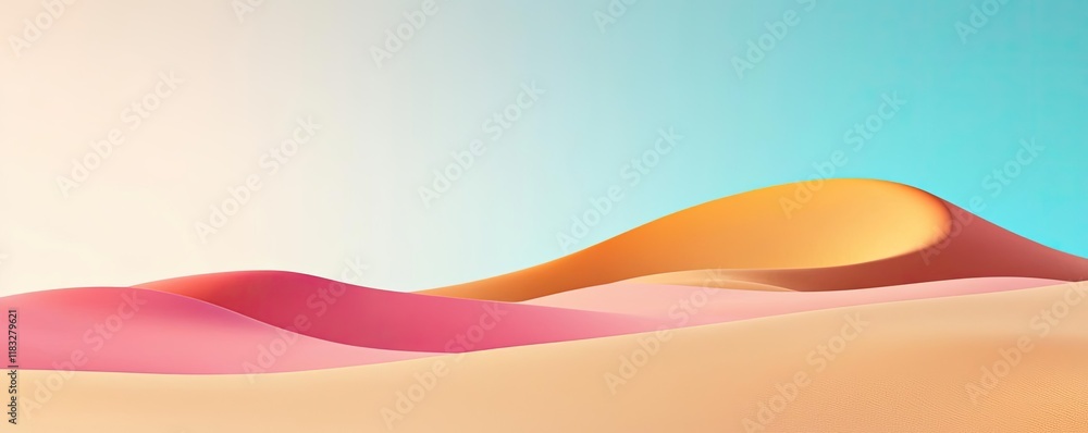 Poster scenery abstract background idea. vibrant desert sand dunes with soft curves under a clear sky at su