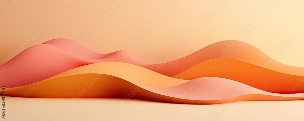 Poster Scenery abstract background idea. Abstract soft curves in shades of peach and coral create a calming visual wave effect.