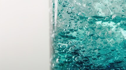 Close-up of a glass of water with a faint greenish tint, symbolizing arsenic contamination, on a plain white background with copy space. Environmental pollution and toxic substance danger concept.