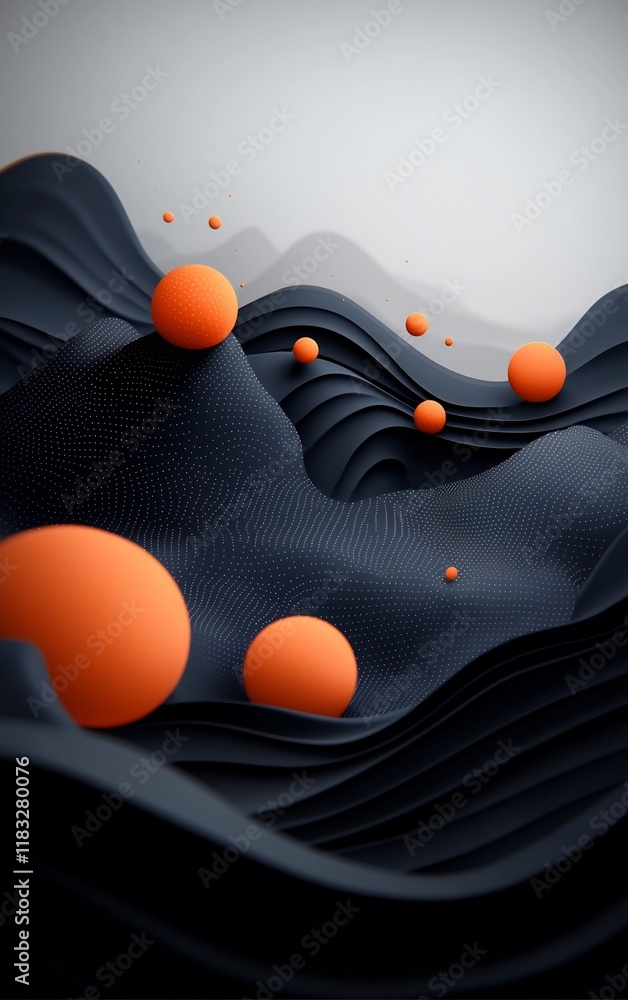 Poster a captivating abstract landscape featuring a moody dark background accented with a mesmerizing displ