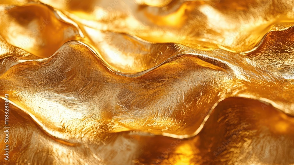 Poster gold abstract background concept. an abstract close-up of shimmering golden waves highlighting textu