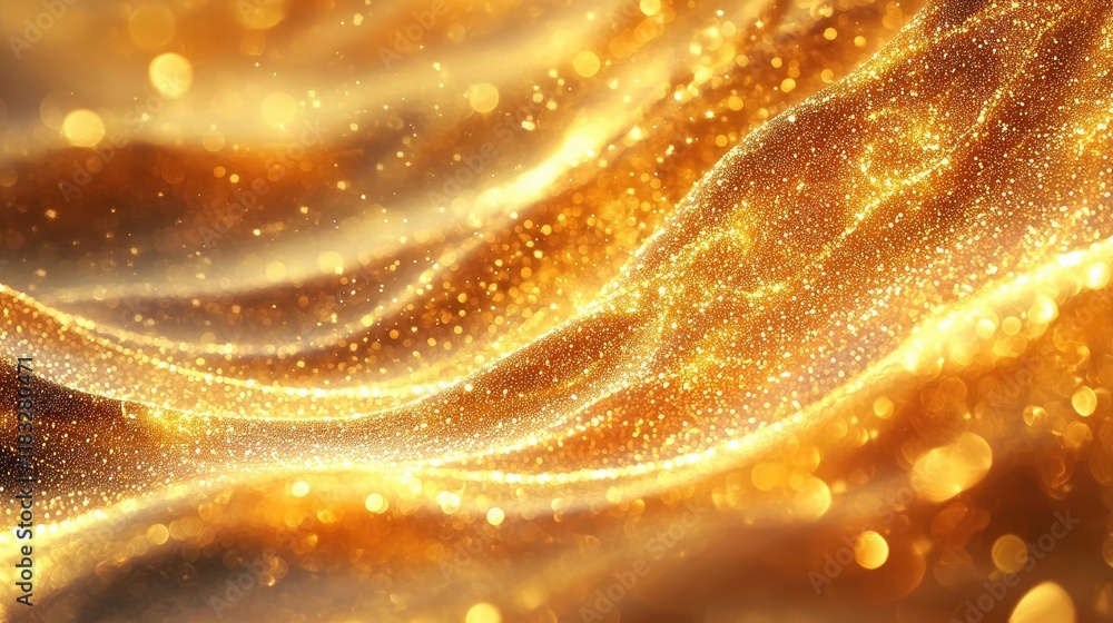 Poster gold abstract background concept. a mesmerizing wave of golden light, shimmering and flowing with a 