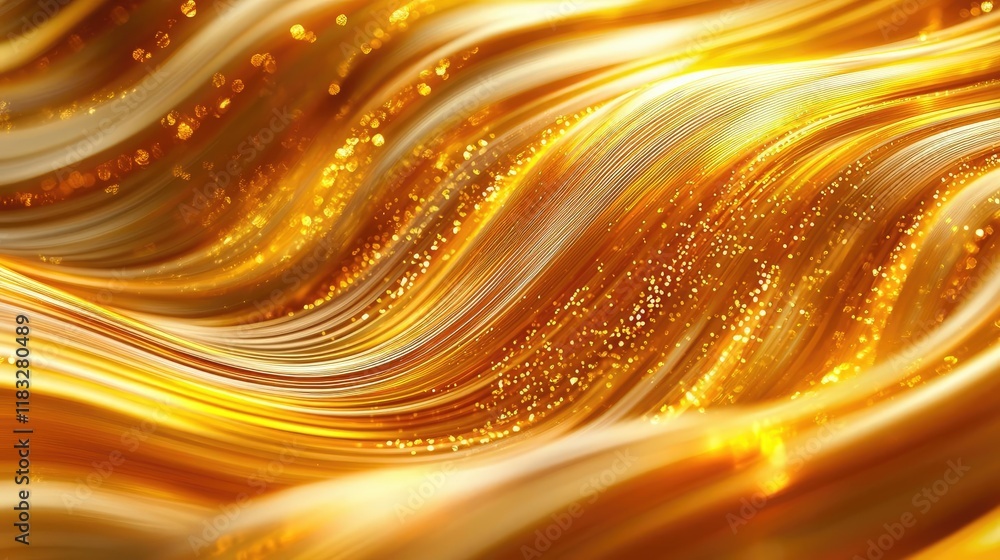 Poster Gold abstract background concept. Abstract golden wave texture with sparkling particles for creative designs.