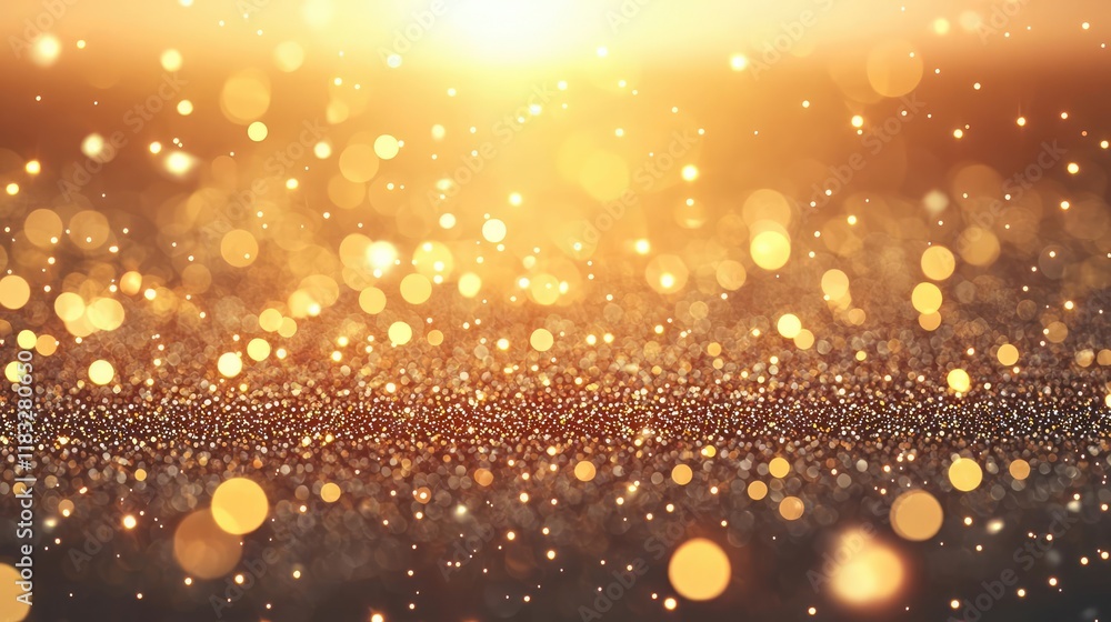 Poster gold abstract background concept. a mesmerizing display of golden sparkles glistening in the sunligh