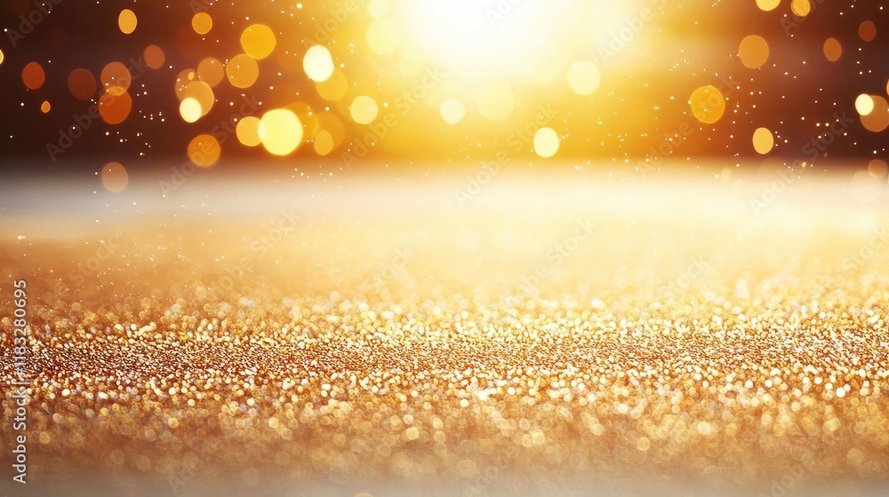 Poster gold abstract background concept. shimmering golden sparkles create a dreamy and magical atmosphere.