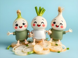 Obraz premium Chibi-style cute and kawaii anthropomorphic happy vegetables
