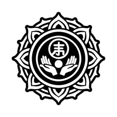 A filled style icon of helping hands symbol