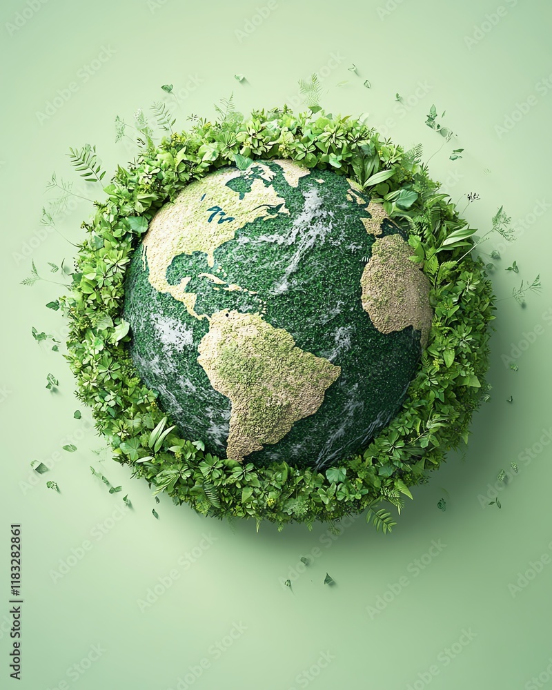 Poster globe in green nature with environment icon for esg