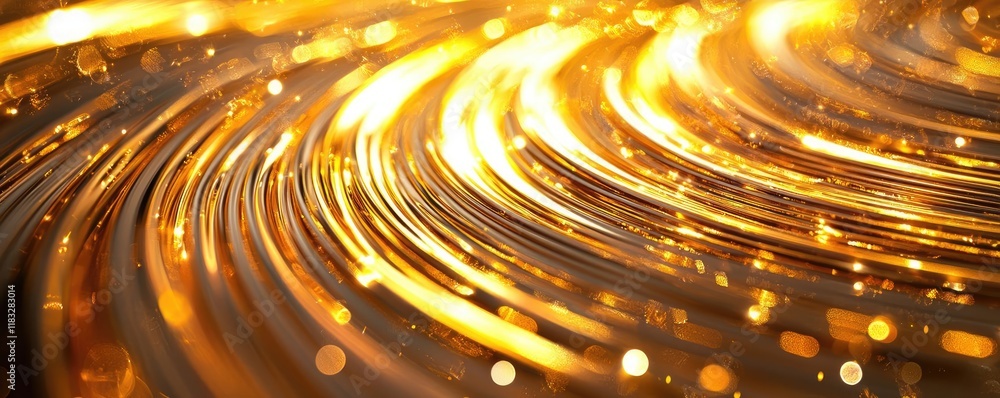 Poster Gold abstract background concept. A shimmering golden wave with sparkling highlights creating a mesmerizing visual effect.