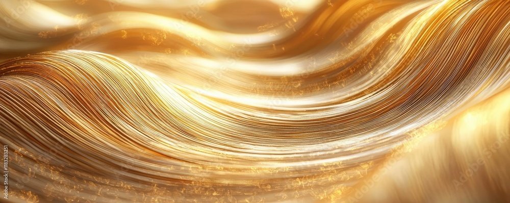 Poster Gold abstract background concept. Abstract golden waves flowing seamlessly, creating a beautiful texture and shimmer.